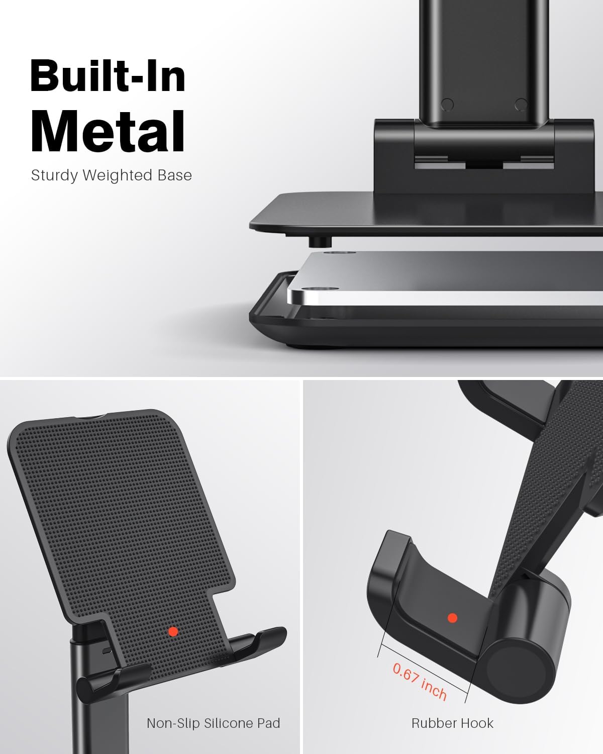 Anozer Tablet Stand Foldable & Adjustable, Monitor Stand 5.55*3.94 Wide, Fit for iPad Holder Stand Compatible with iPad Pro 11, 12.9/iPad 10.9 10th, Surface Pro, Portable Monitor 4.7-15.6